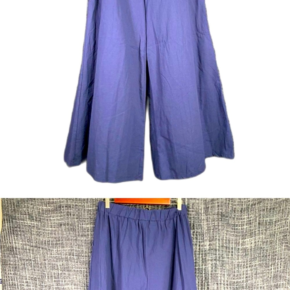 Cellabie Women's Blue Wide Leg Plus Size Pull-On Pants 2XL #914